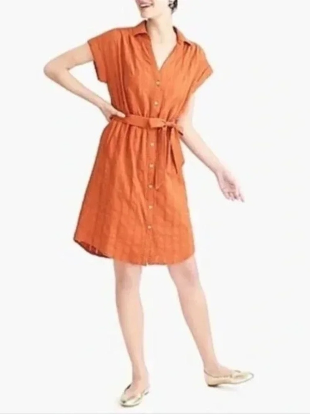 J. Crew Button-Through Shirtdress Tawny Spice